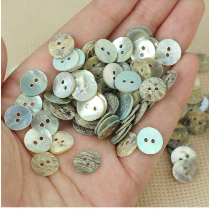 woobles Lot 100 Mother of Pearl Round Shell Sewing Buttons 15mm for DIY Sewing Crafts Supplies,Handmade,Gift Decoration - Image 5